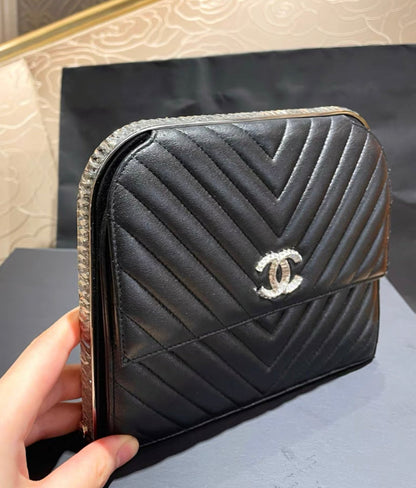 Chanel Luxury Leather Black Clutch Style 7 Rovelle Bags
