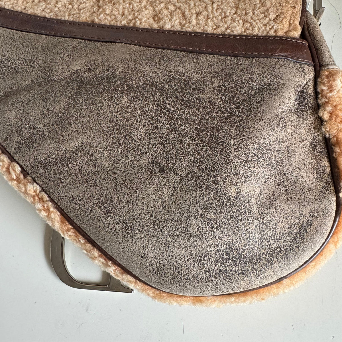Dior Saddle Shoulder Bag Shearling Brown and While Rovelle Bags