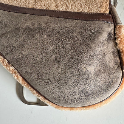 Dior Saddle Shoulder Bag Shearling Brown and While Rovelle Bags