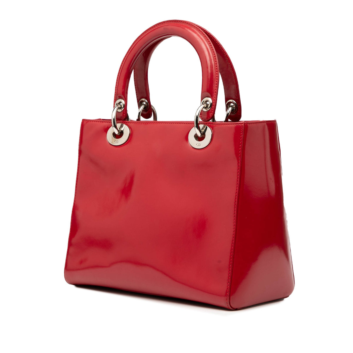 Red Dior Medium Patent Lady Dior Satchel Rovelle Bags