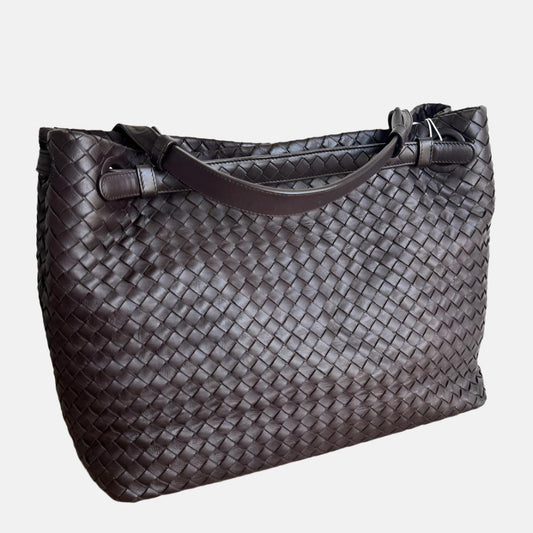 Bottega Veneta Garda Shoulder Bag Intrecciato Nappa Leather Dark Chocolate Brown Large 33cm