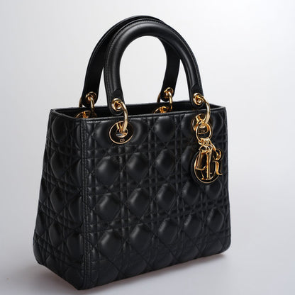 Dior Lady Dior Cannage Black Handbag Style 10 Rovelle Bags