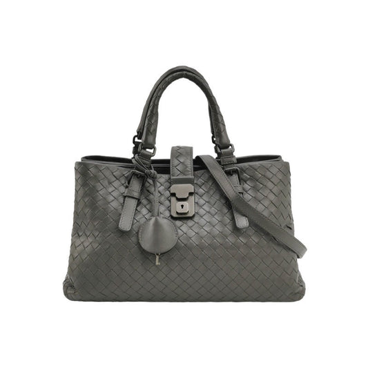 Bottega Veneta Roma Handbag Intrecciato Nappa Leather Grey Small 30cm