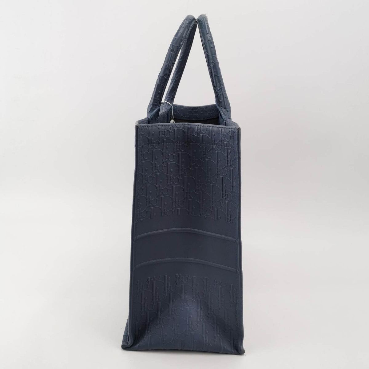 Christian Dior Book Tote Large Blue Calfskin Leather Oblique Embossed Handbag Rovelle Bags