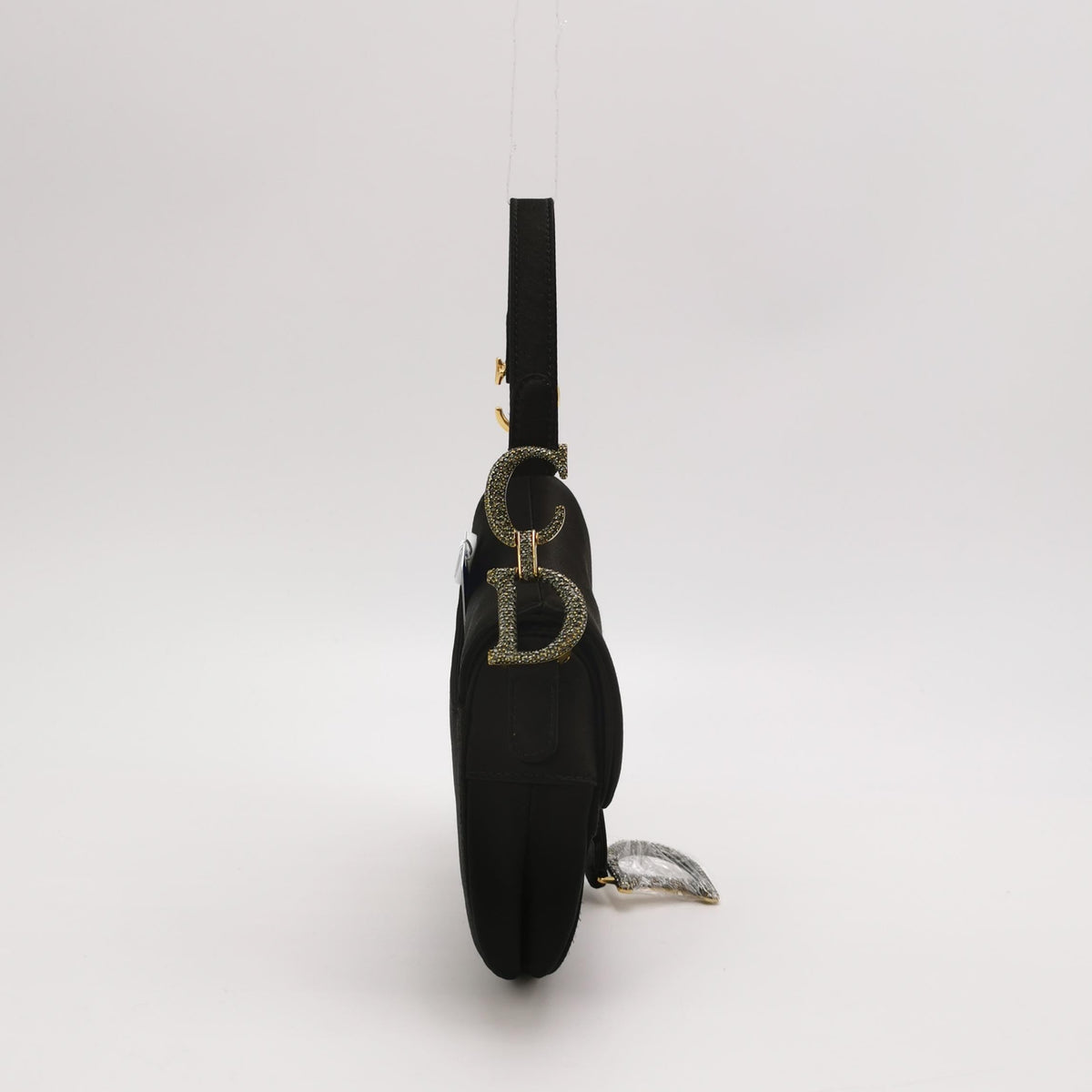 Dior Saddle Mini Silk Satin Handbag Black with crystals Rovelle Bags