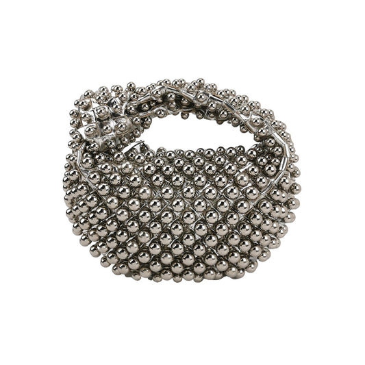 Bottega Veneta Jodie Mini Silver Leather Metallic Studded Rare