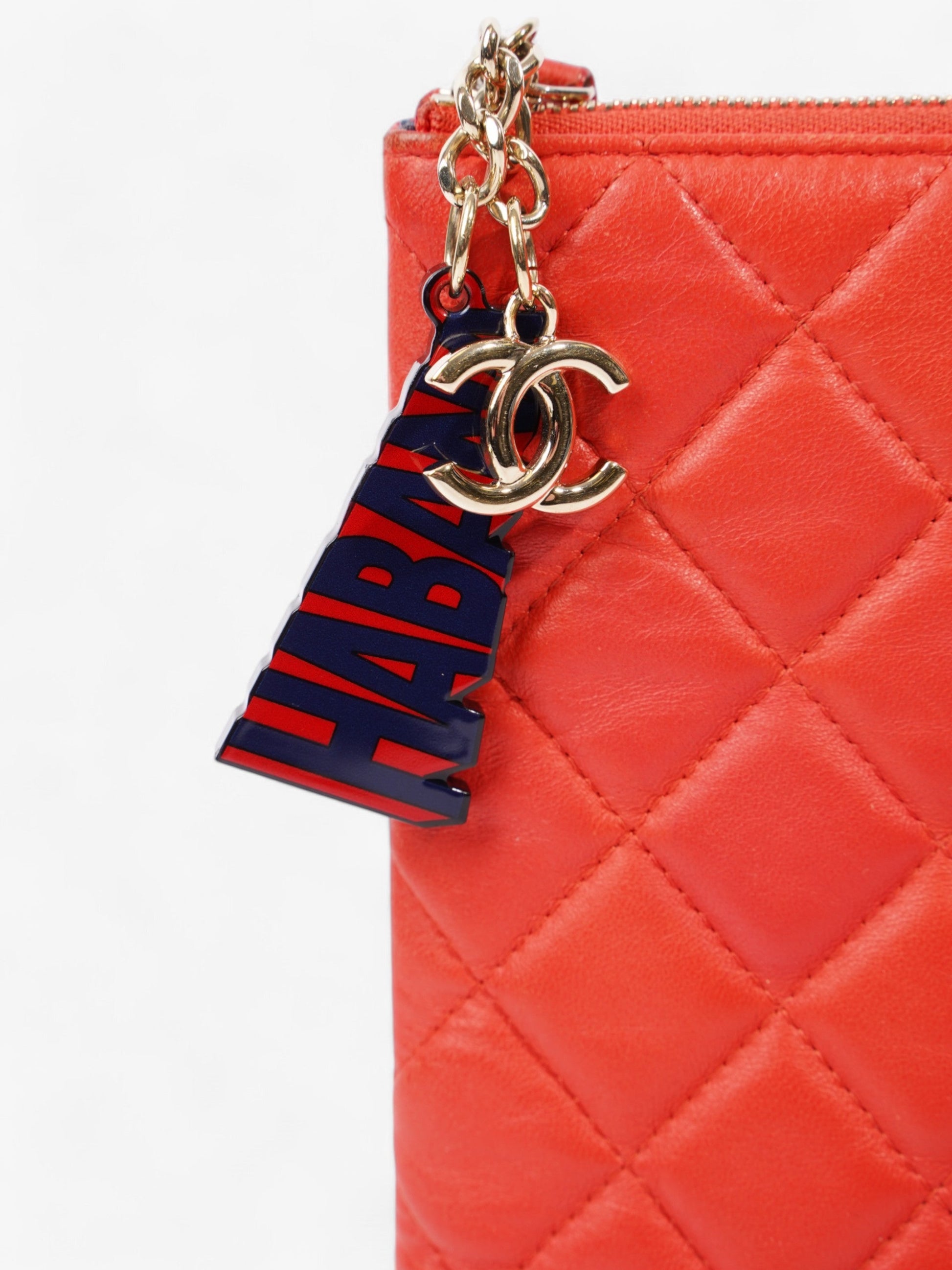 Chanel Matelasse Lambskin Clutch Red Lambskin Leather Rovelle Bags