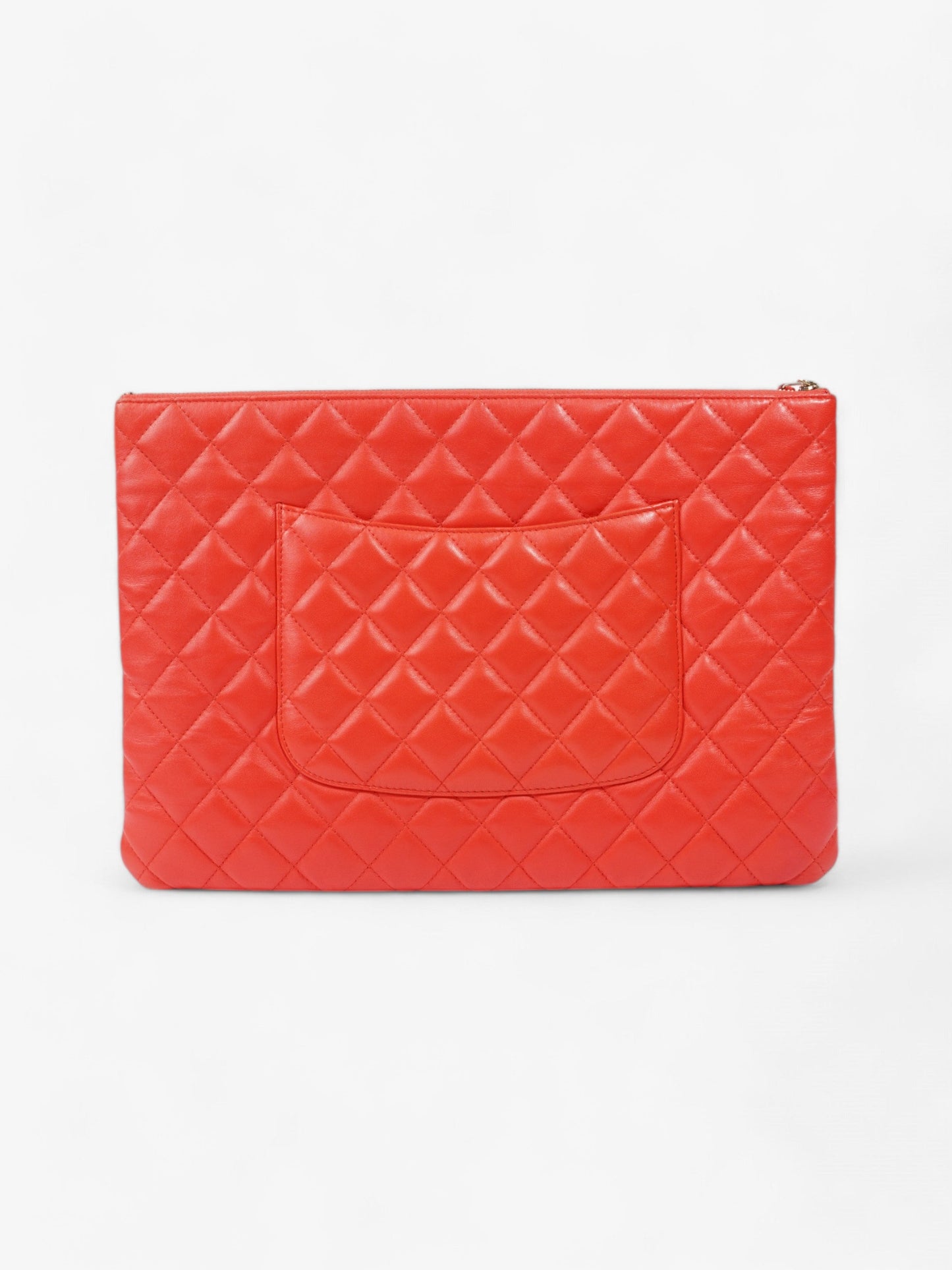 Chanel Matelasse Lambskin Clutch Red Lambskin Leather Rovelle Bags