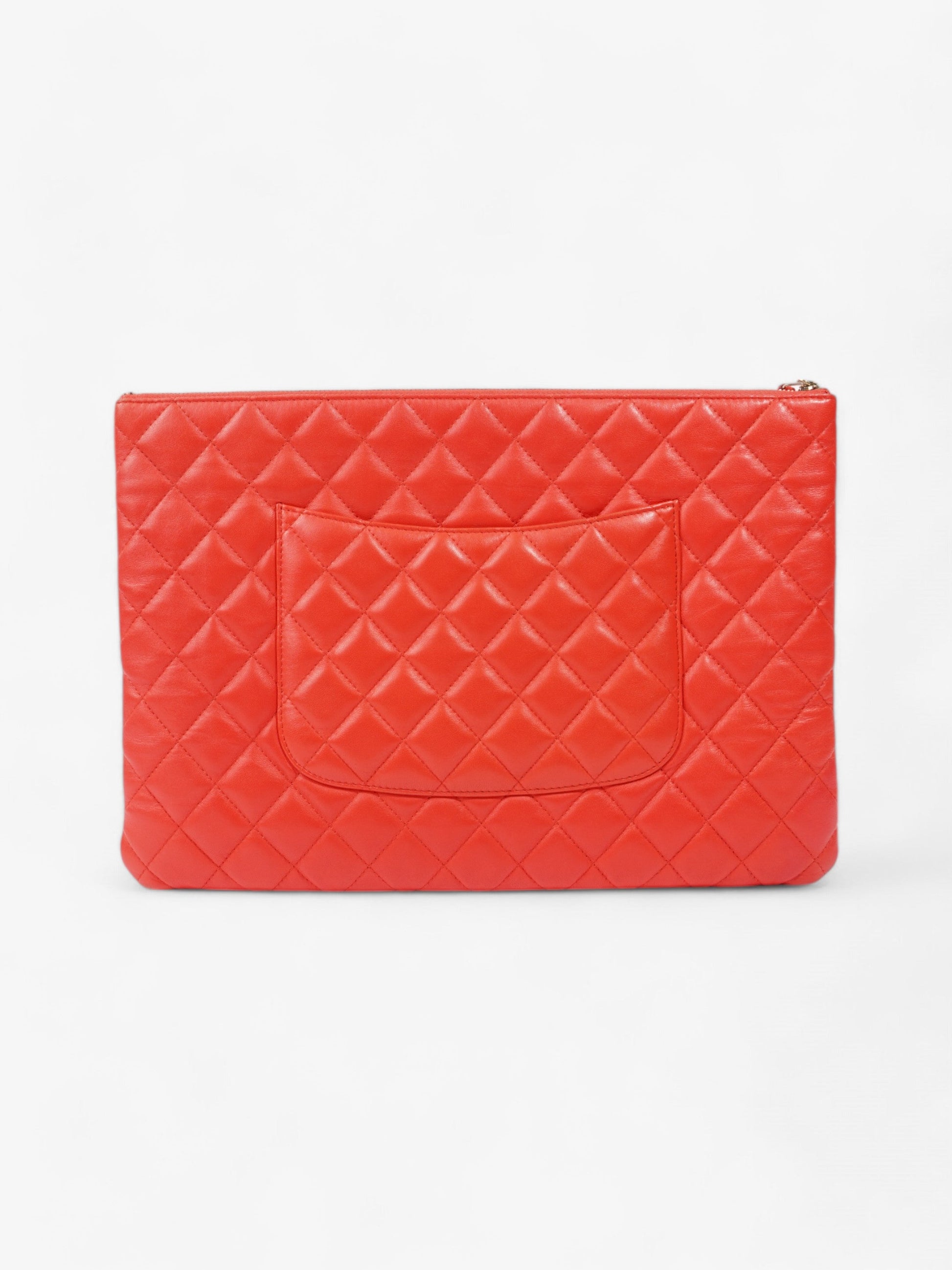Chanel Matelasse Lambskin Clutch Red Lambskin Leather Rovelle Bags
