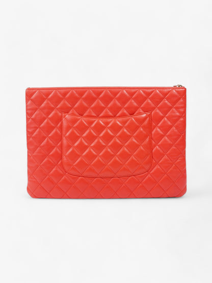 Chanel Matelasse Lambskin Clutch Red Lambskin Leather Rovelle Bags