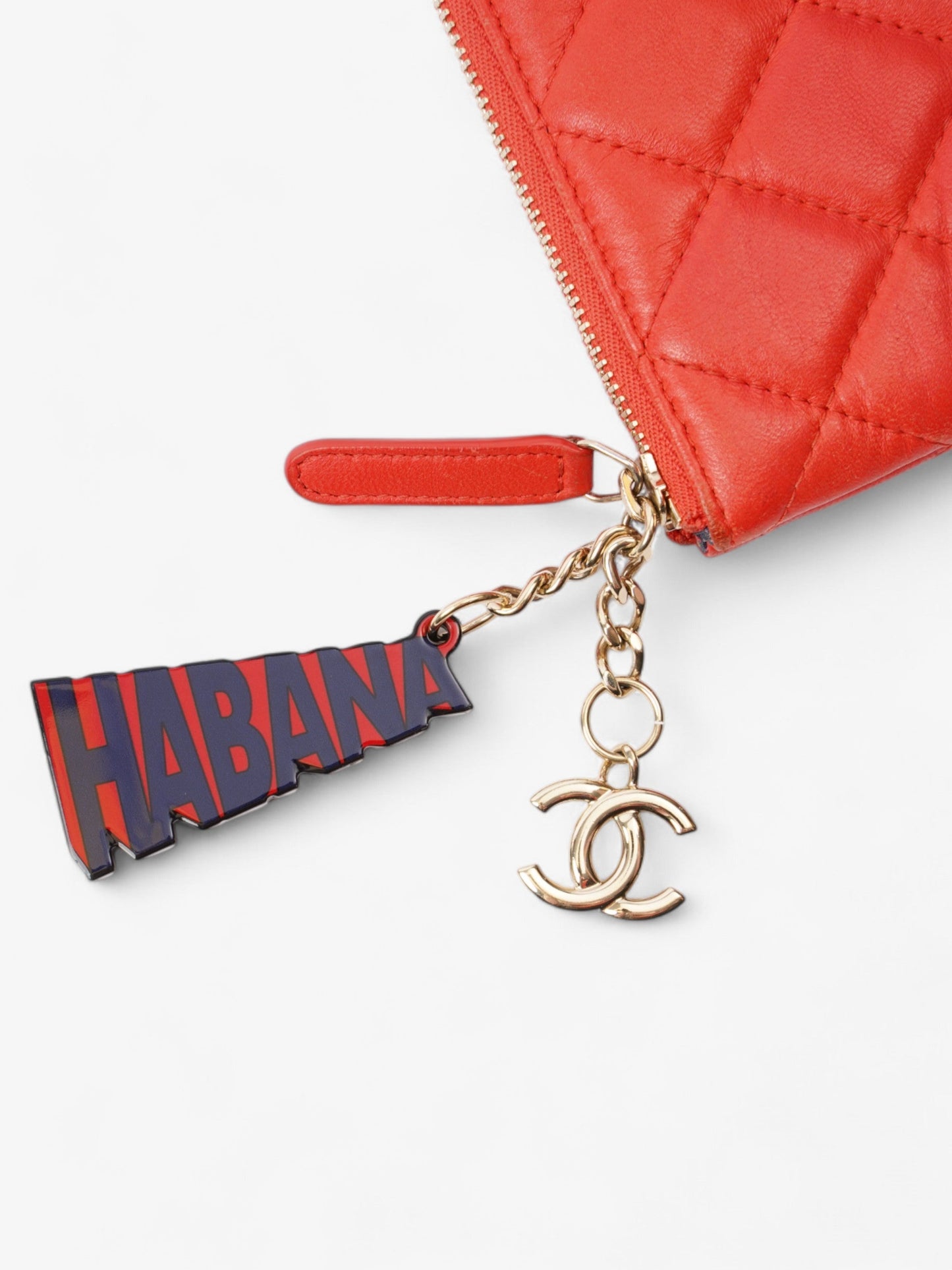 Chanel Matelasse Lambskin Clutch Red Lambskin Leather Rovelle Bags