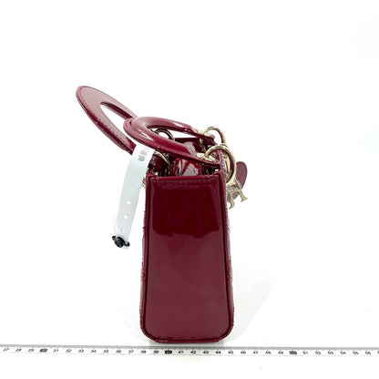 Lady Dior Mini Handbag Burgundy Red Patent Leather Gold-tone Chain Strap 2020 Suede Interior Rovelle Bags