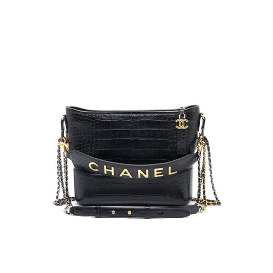 Chanel’s Medium Gabrielle Hobo Bag Crocodile Embossed Calfskin Black Rovelle Bags