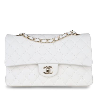 Chanel Medium Classic Flap - White Caviar Rovelle Bags