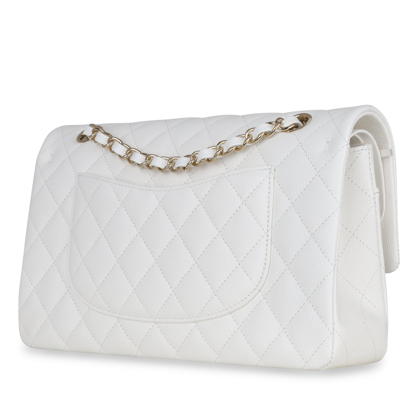Chanel Medium Classic Flap - White Caviar Rovelle Bags