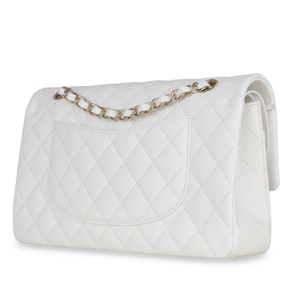 Chanel Medium Classic Flap - White Caviar Rovelle Bags