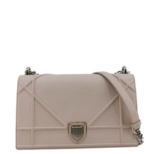 CHRISTIAN DIOR Diaroma Flap Grained Calfskin Leather Crossbody Bag Light Pink Rovelle Bags