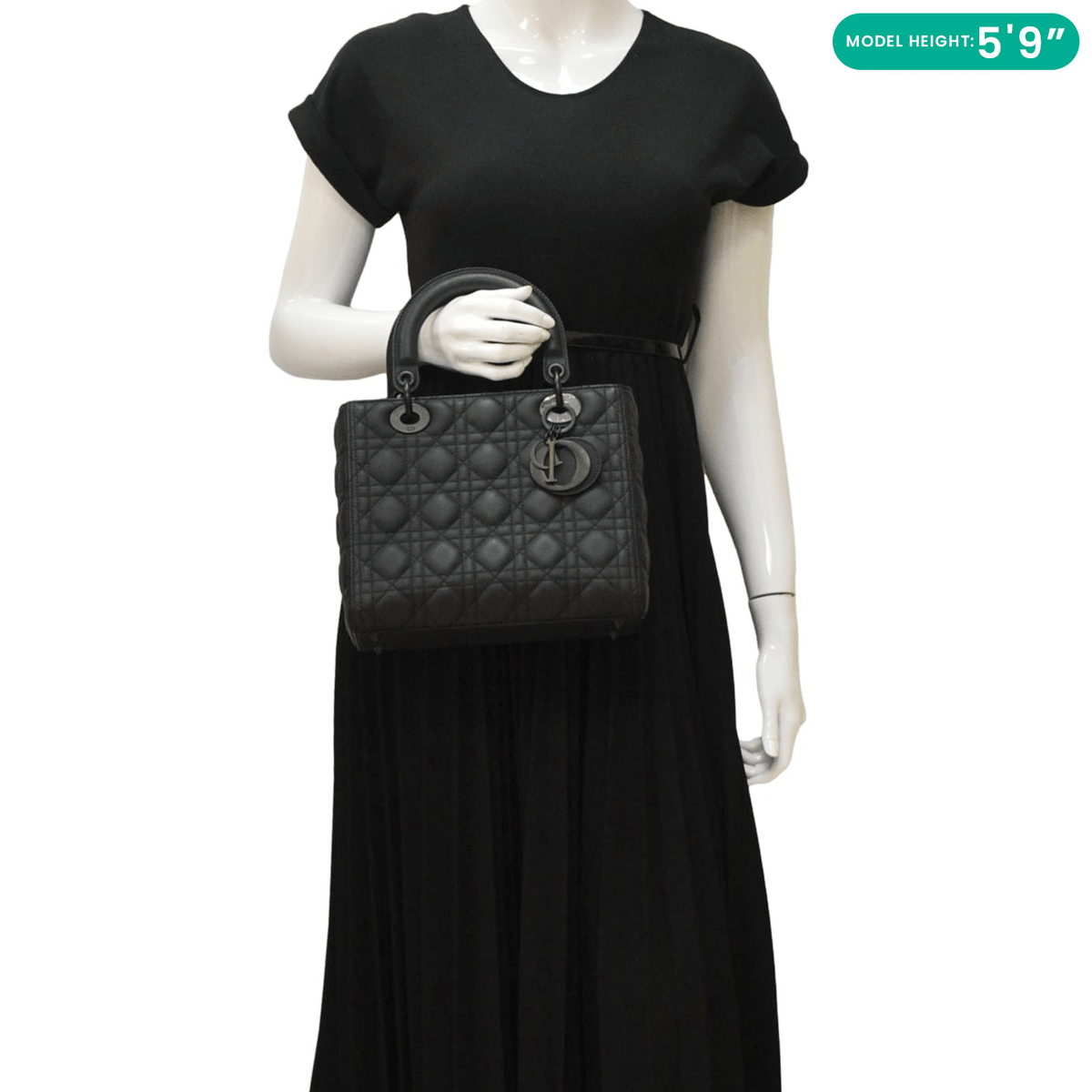 CHRISTIAN DIOR Lady Dior Ultra Matte Cannage Calfskin Leather Shoulder Bag Black Rovelle Bags