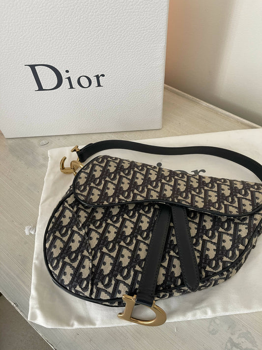 Christian Dior Saddle Oblique Medium Shoulder Bag In Jacquard Rovelle Bags