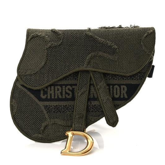 Christian Dior Canvas Embroidered Camouflage Saddle Belt Bag Green Rovelle Bags