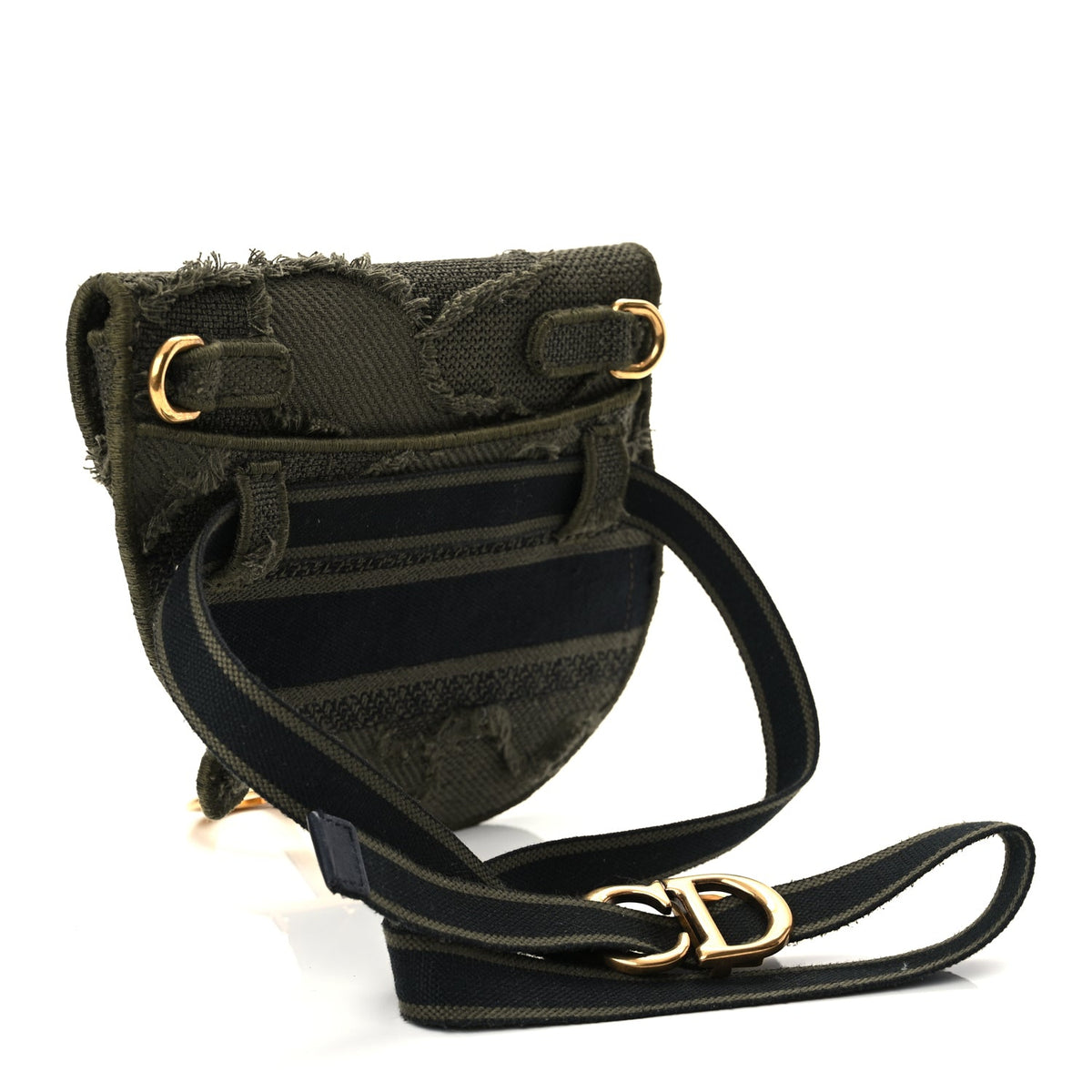 Christian Dior Canvas Embroidered Camouflage Saddle Belt Bag Green Rovelle Bags