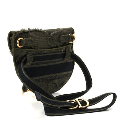 Christian Dior Canvas Embroidered Camouflage Saddle Belt Bag Green Rovelle Bags