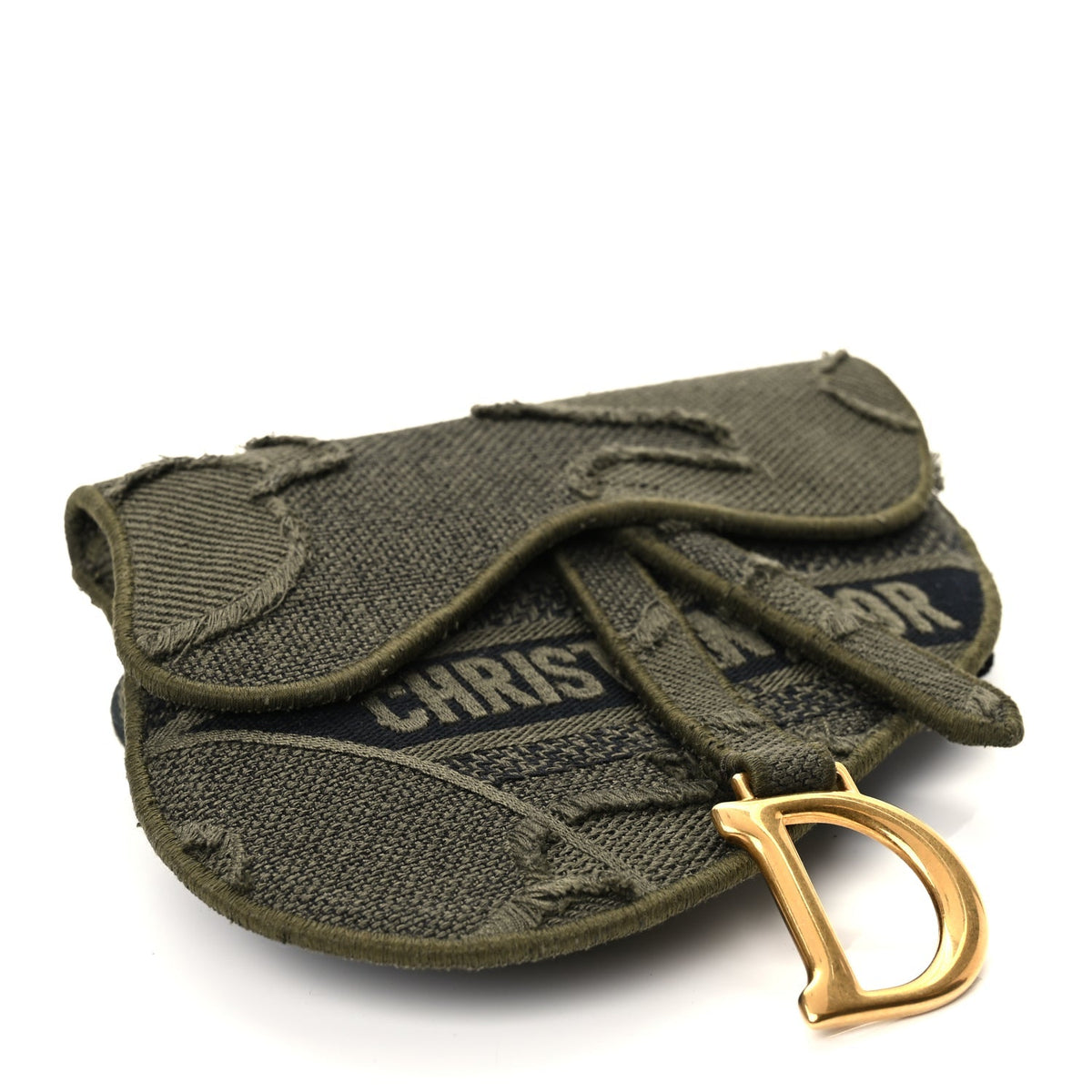 Christian Dior Canvas Embroidered Camouflage Saddle Belt Bag Green Rovelle Bags