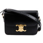 Celine 2020 Black Shiny Calfskin Leather Teen Triomphe Shoulder Bag
