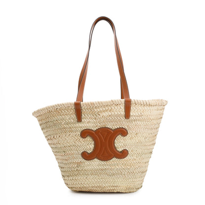 Celine 2021 Neutral Raffia Large Triomphe Panier Tote