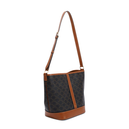 Celine 2022 Brown Triomphe Canvas Medium Bucket Bag
