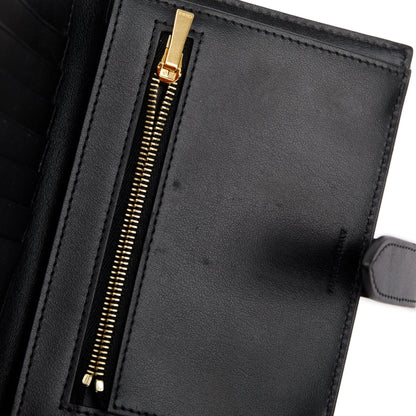 Celine Black Grained Calfskin Leather Medium Strap Wallet