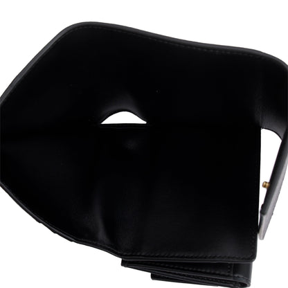 Celine Black Grained Calfskin Leather Small Flap Wallet
