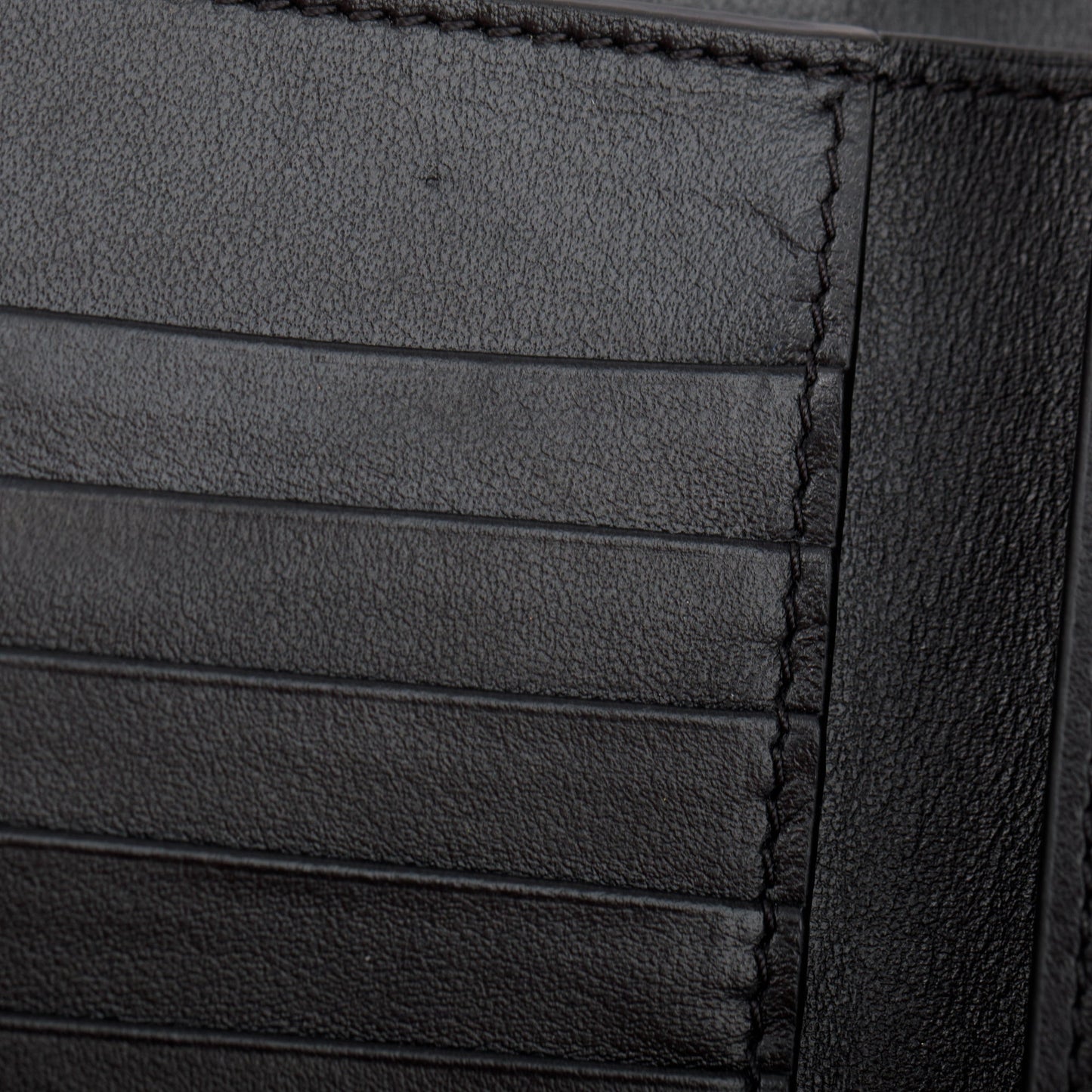 Celine Black Grained Calfskin Leather Strap Wallet
