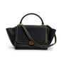 Celine Black Smooth Calfskin Leather Yellow Stitching Small Trapeze Bag