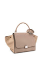 Luxury CELINE Drummed Leather Medium Trapeze Bag Taupe