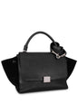 Luxury CELINE Drummed Leather Mini Trapeze Bag Black