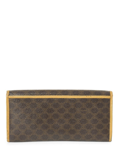 Luxury CELINE Logo Canvas Flap Long Wallet Brown