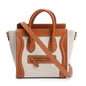 Celine Neutral Canvas Brown Calfskin Leather Nano Luggage Tote