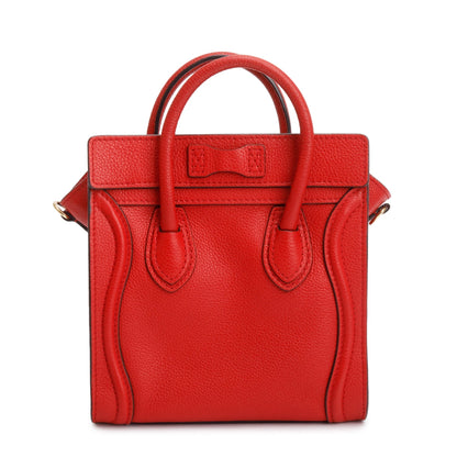 Celine Red Calfskin Leather Nano Luggage Tote