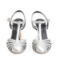 Celine Sliver Metallic Calfskin Leather Claude Sandals, Size 37
