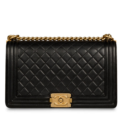 Chanel Boy Bag Lambskin Black Shoulder Bag Style 5 Rovelle Bags