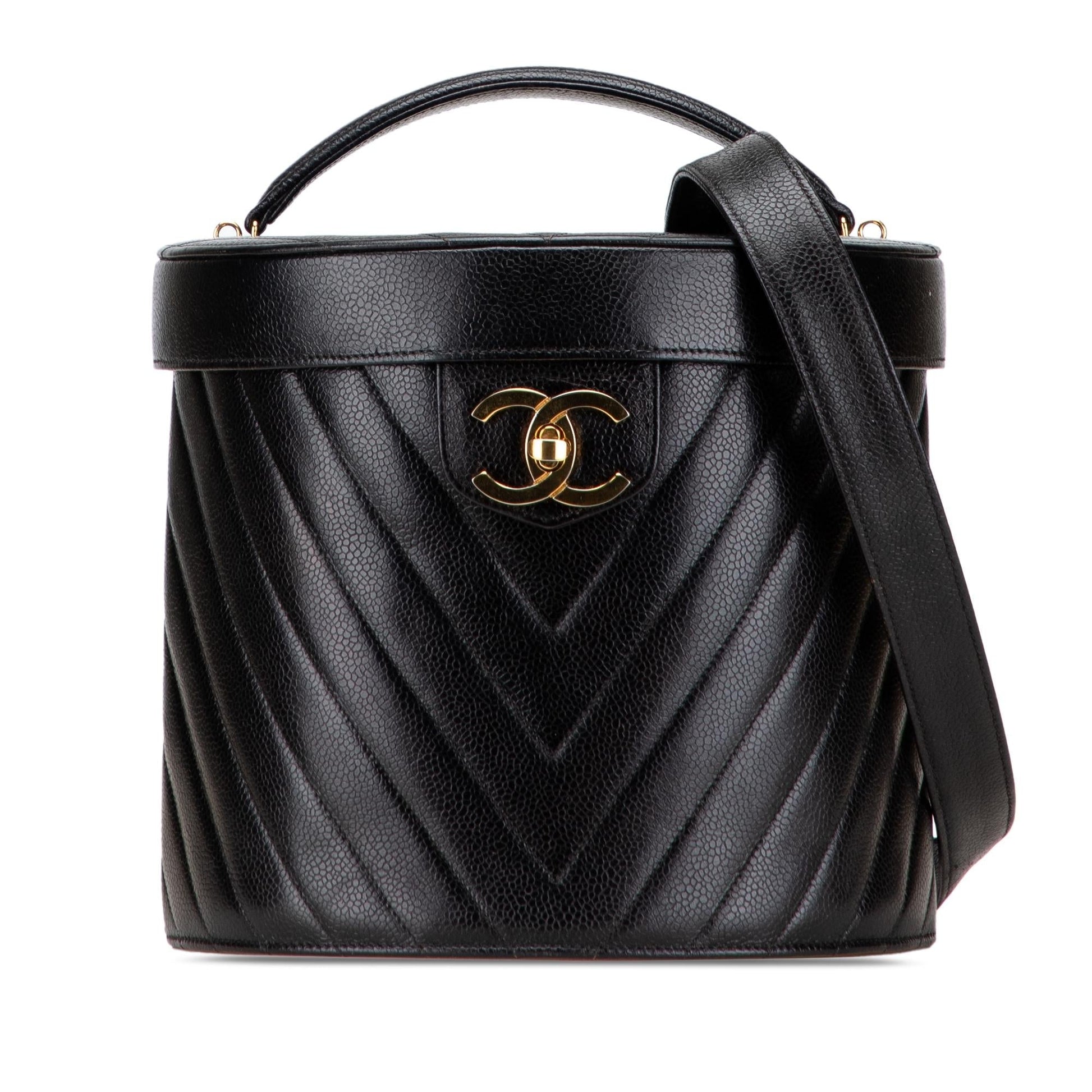 Chanel Cc Chevron Caviar Turnlock Vanity Bag Rovelle Bags