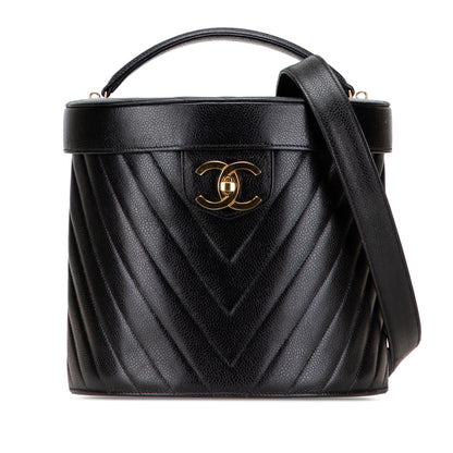Chanel Cc Chevron Caviar Turnlock Vanity Bag Rovelle Bags