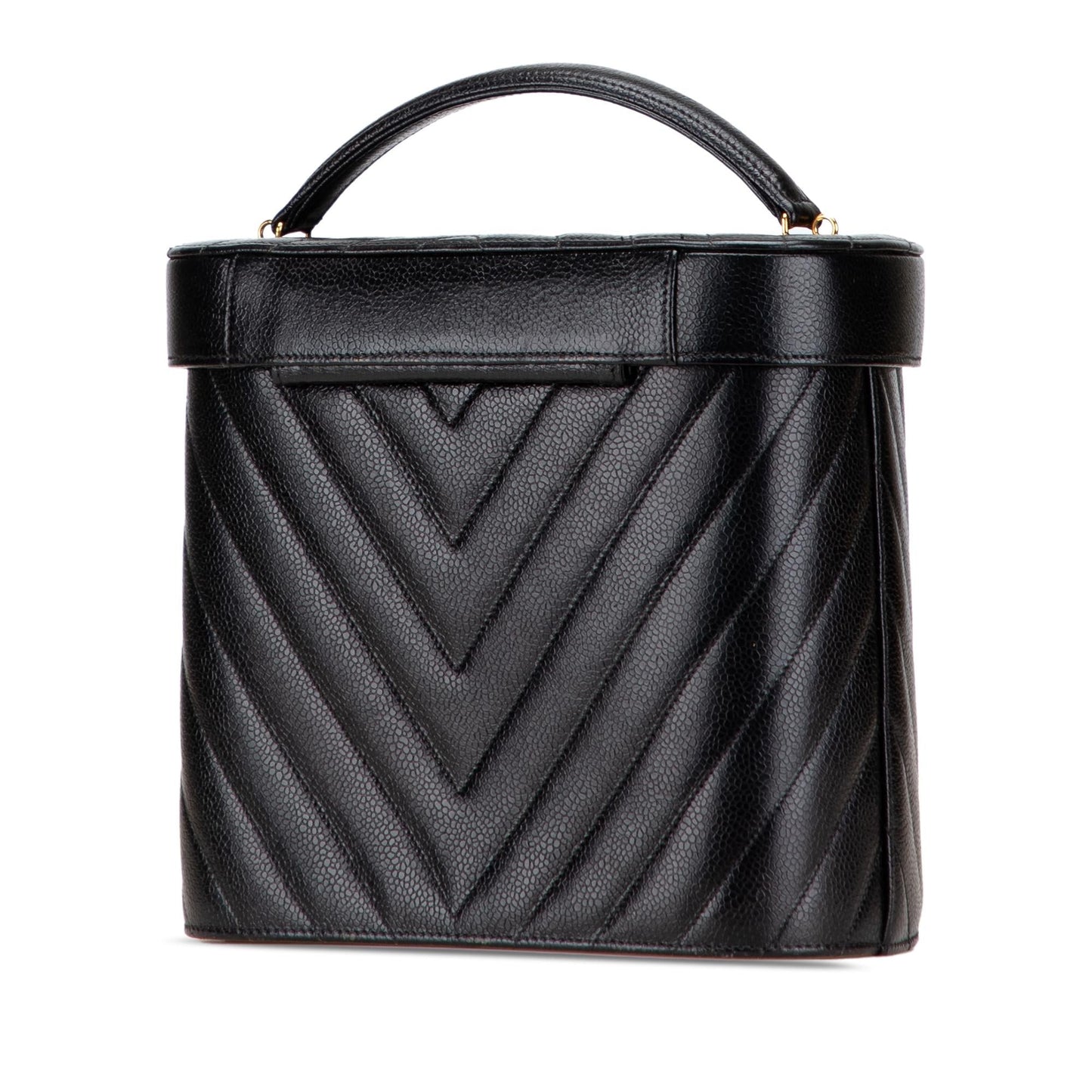 Chanel Cc Chevron Caviar Turnlock Vanity Bag Rovelle Bags