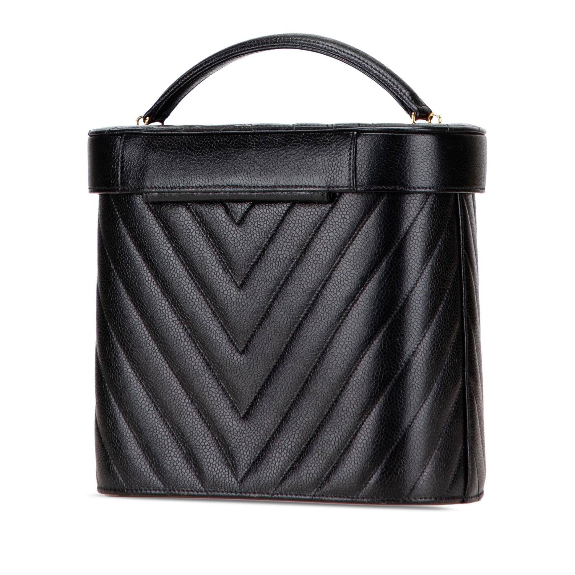 Chanel Cc Chevron Caviar Turnlock Vanity Bag Rovelle Bags