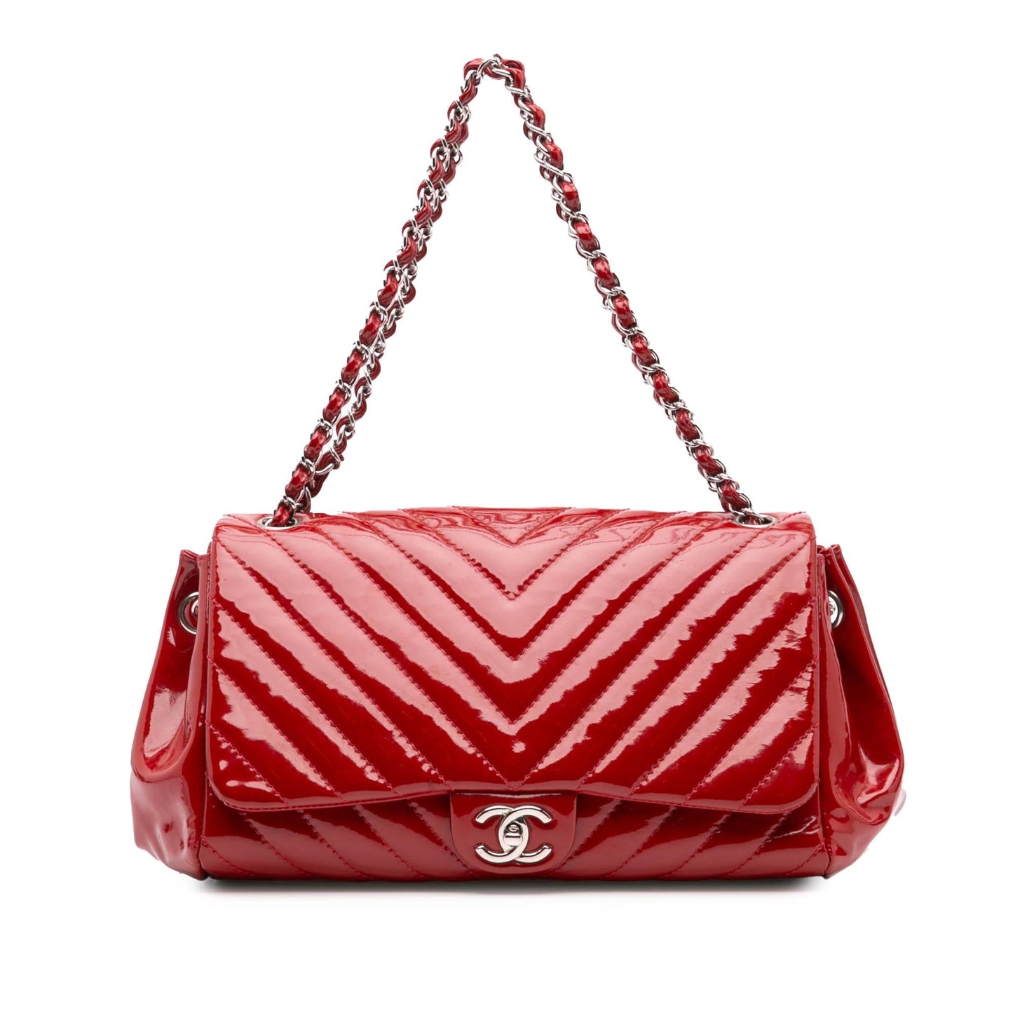 Chanel Cc Chevron Patent Accordion Single Flap Rovelle Bags