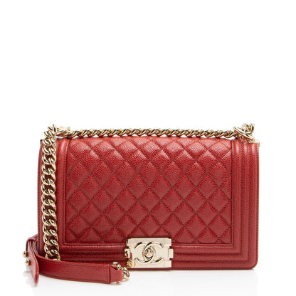 Chanel Boy Bag Caviar Gold Shoulder Bag Rovelle Bags