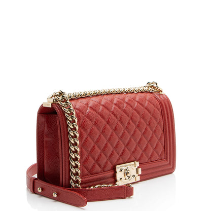 Chanel Boy Bag Caviar Gold Shoulder Bag Rovelle Bags