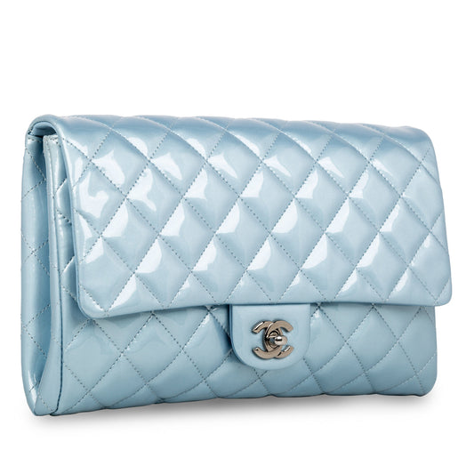 Chanel WOC Patent Leather Silver Crossbody Rovelle Bags