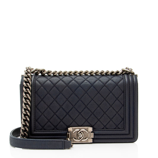 Chanel Matte Caviar Leather Old Medium Boy Bag Rovelle Bags